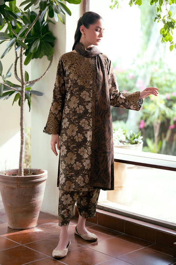 3 - Piece Lawn Embroidered Dress With Lawn Dupatta
