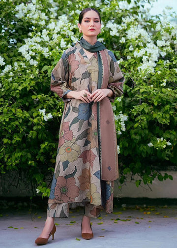 3 - Piece Lawn Embroidered Dress With Lawn Dupatta