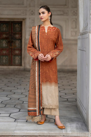 3 - Piece Lawn Embroidered Dress With Lawn Dupatta