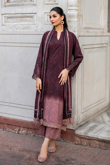 3 - Piece Lawn Embroidered Dress With Lawn Dupatta