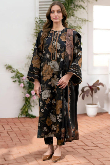 3 - Piece Lawn Embroidered Dress With Lawn Dupatta