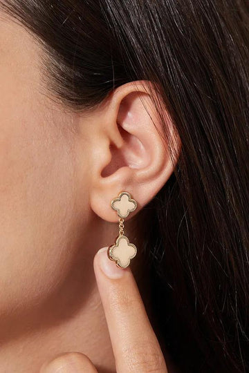 sk_1023 Double clover dangle earring