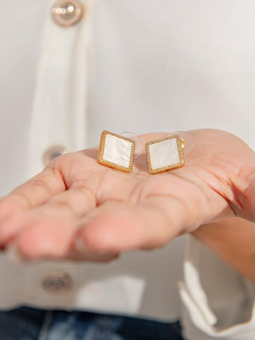 SK_1004 Square Opal Stud Earrings