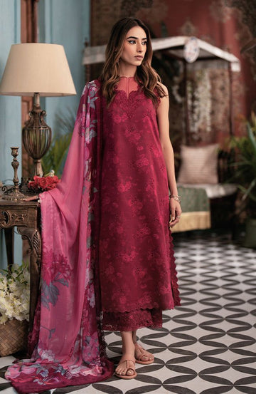 3 - Piece Lawn Embroidered Dress With Lawn Dupatta