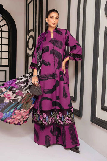 3-Piece Linen Dress with Linen Dupatta
