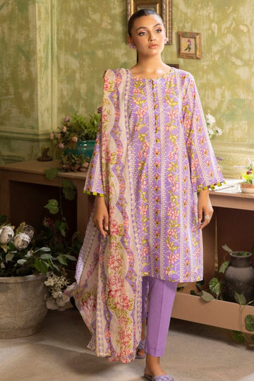 3 - Piece Lawn Embroidered Dress With Lawn Dupatta