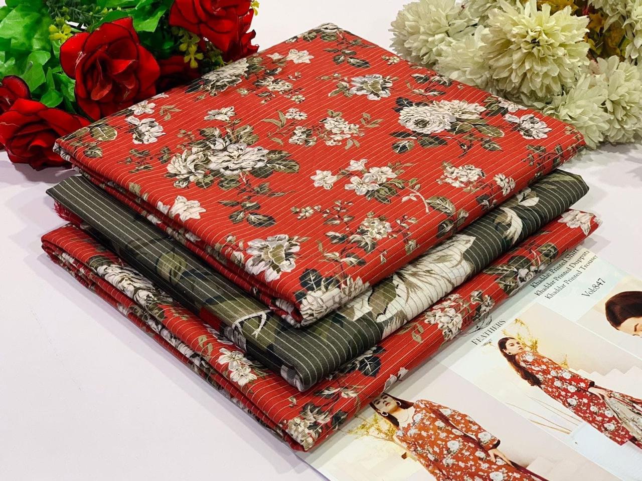 Khaddar Printed 3- Piece Suit